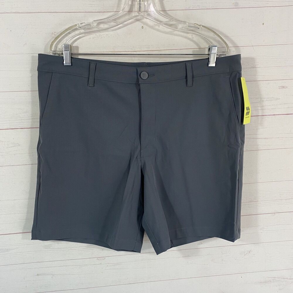 All In Motion Mens Performance Shorts Size 38 Gray Chino Pockets Stretch New